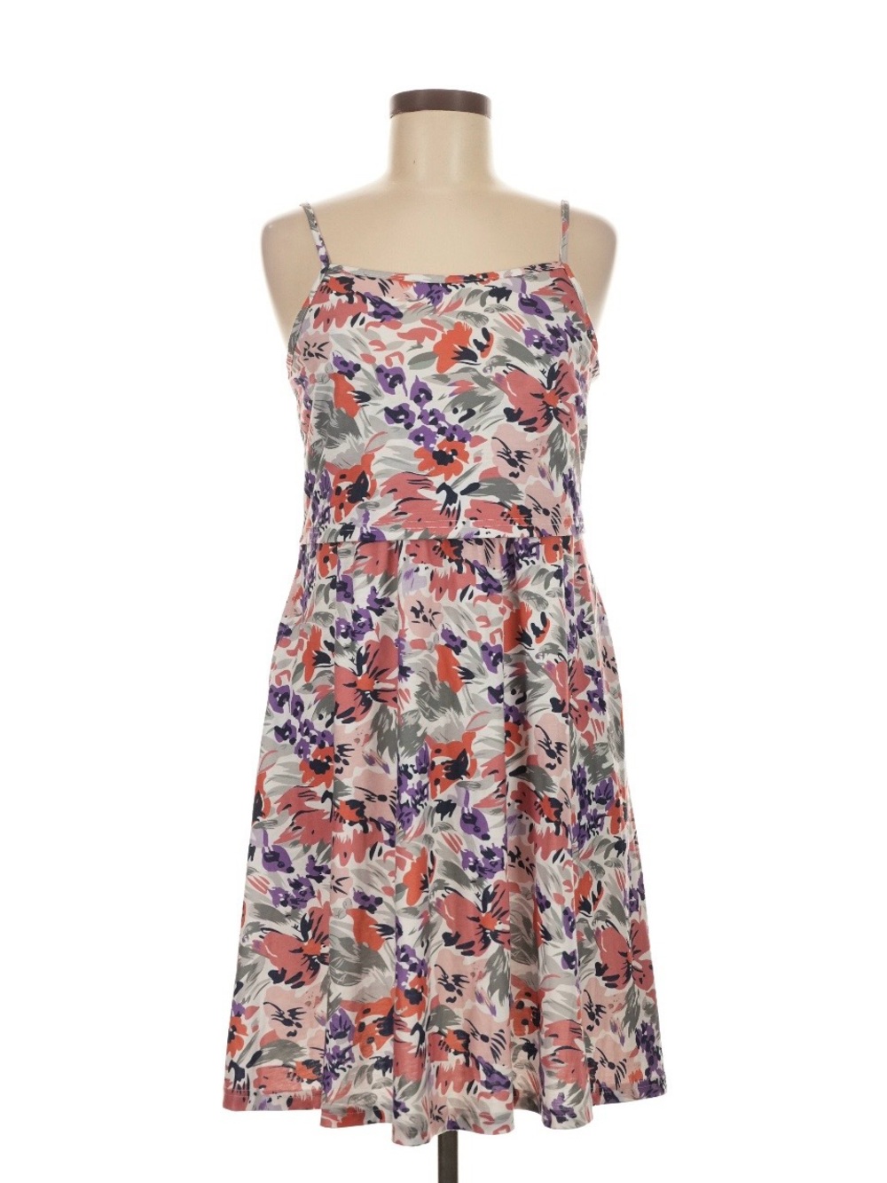 Floral Spaghetti-Strap Sundress in Coral & Purple